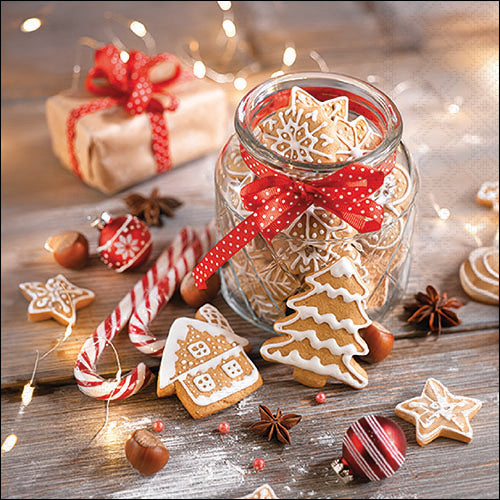 20 Servietten | Weihnachtskekse im Glas | 33x33 cm